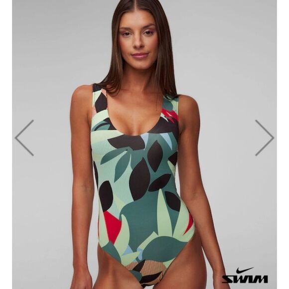 Nike One Piece Jungle Floral Keyhole Back Swimsuit Size XL NWT - Picture 1 of 6